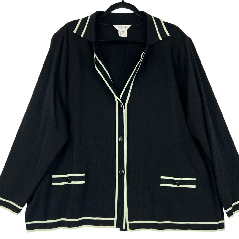 Misook Black Blazer with Cream Trim, 3X